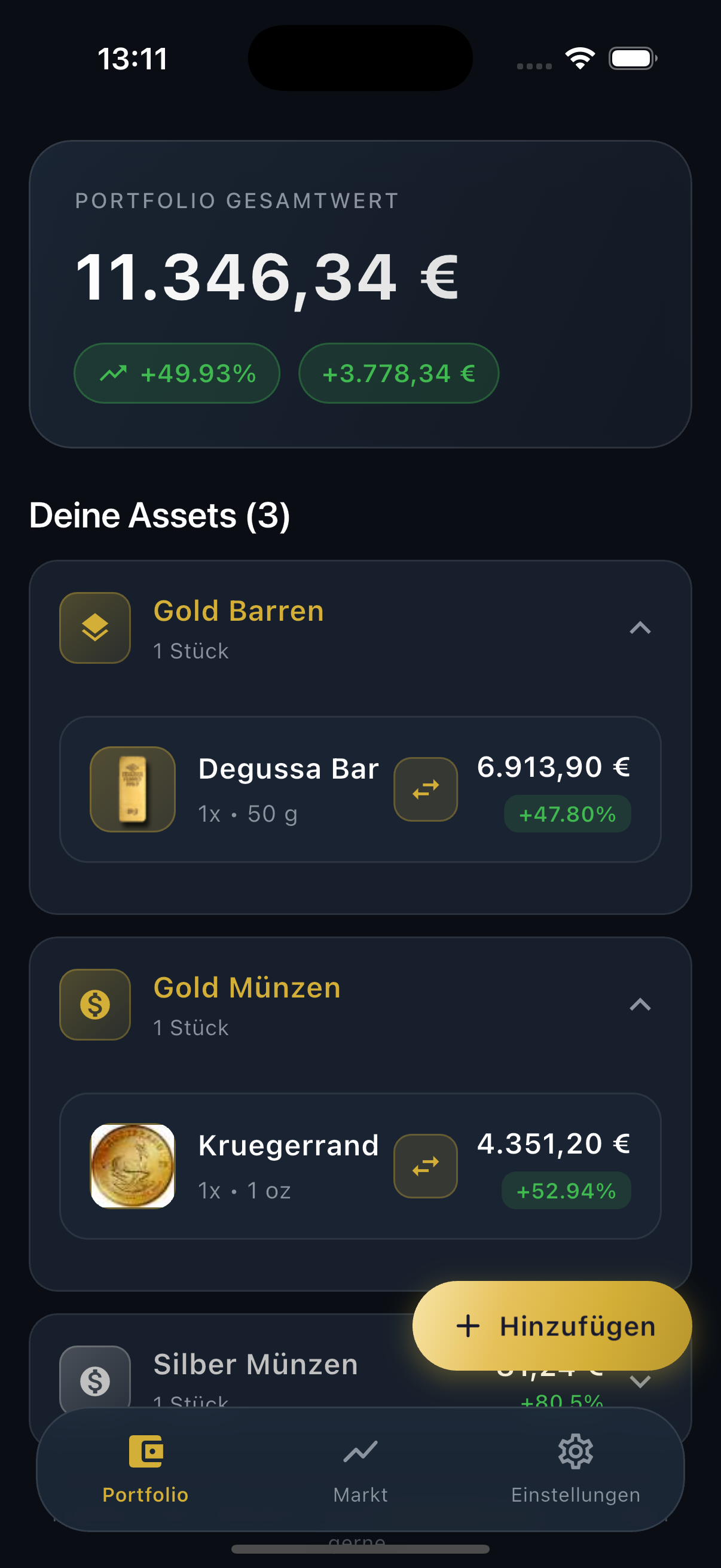 Portfolio Übersicht